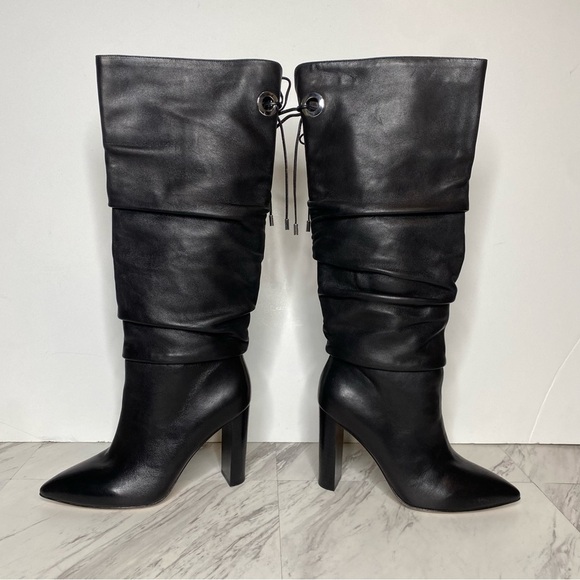 Paige Black Leather Slouchy Pointy Toe Tall Boot 6 1/2 - Picture 8 of 16